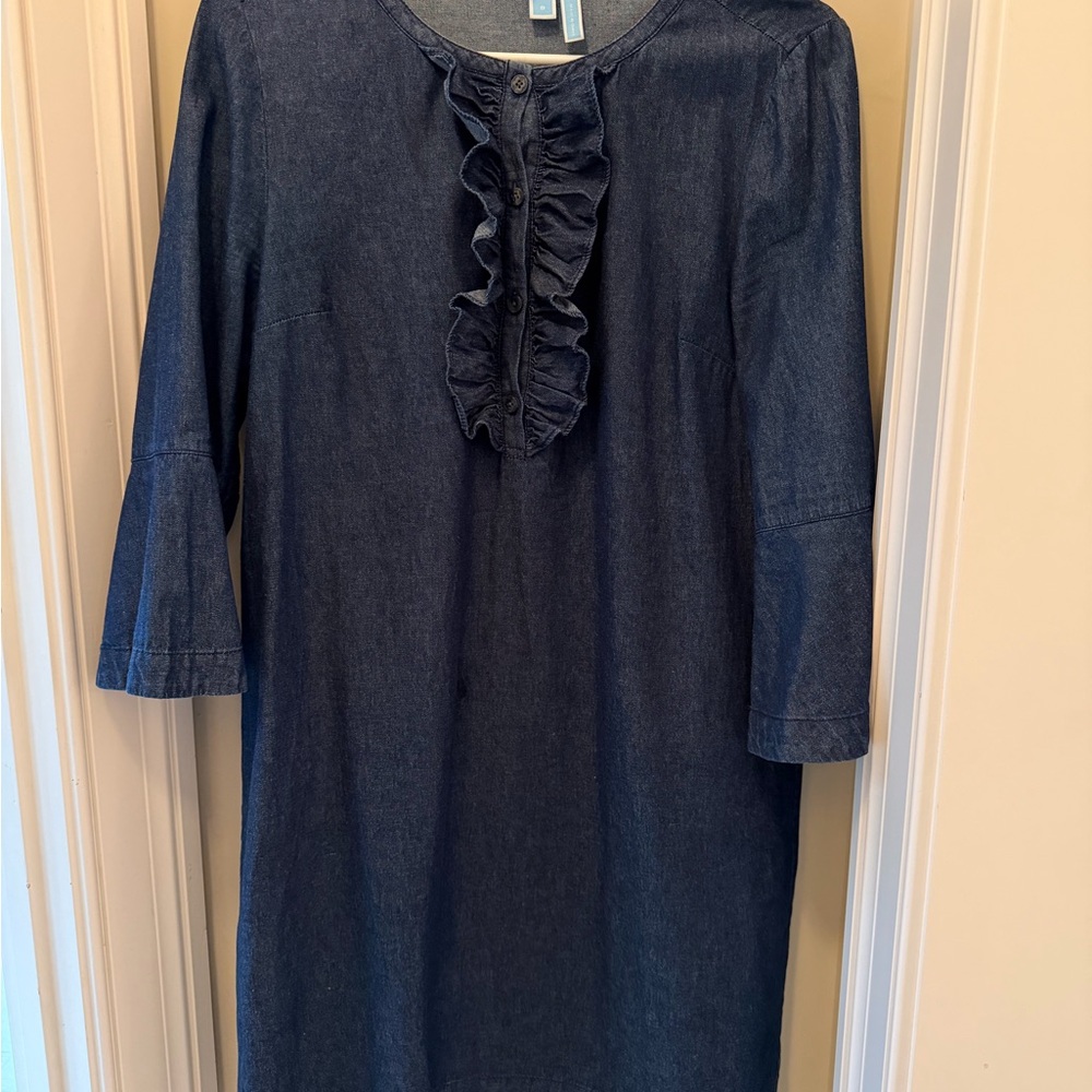 Draper James Navy Ruffled Denim Dress